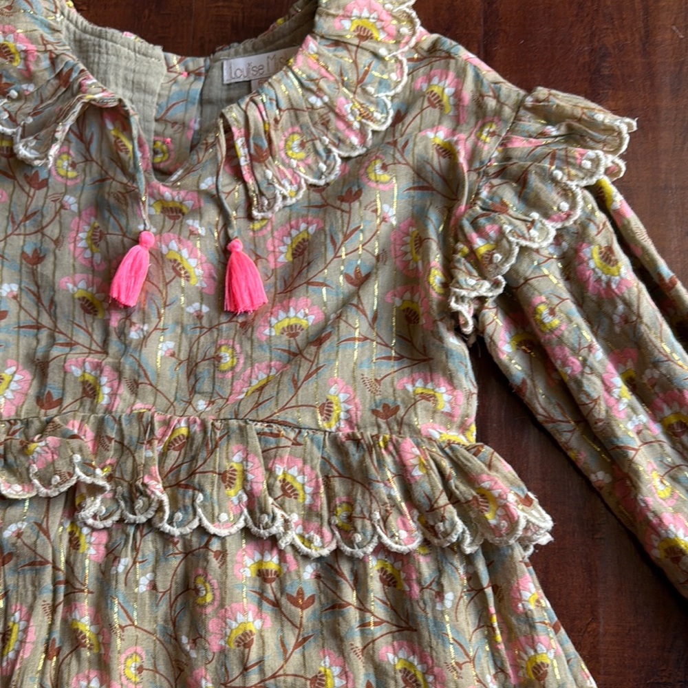 Louise Misha girls Floral Ruffle Long Sleeve Dress - Picture 4 of 7